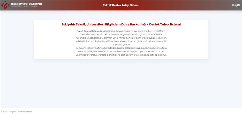 Bilgi İşlem Daire Başkanlığından Yeni Hizmet: Teknik Destek Talep Sistemi